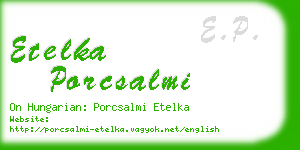 etelka porcsalmi business card